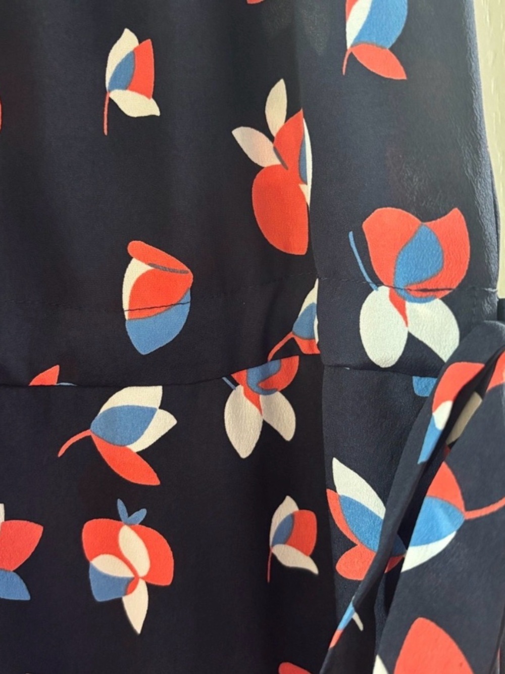 Navy Floral Shift Dress - Orange & Blue Print